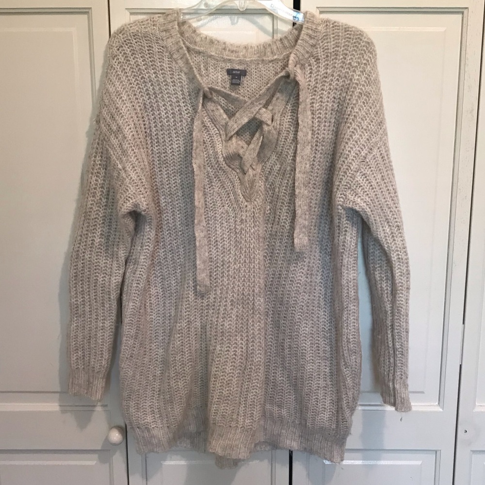 Aerie lace up front sweater